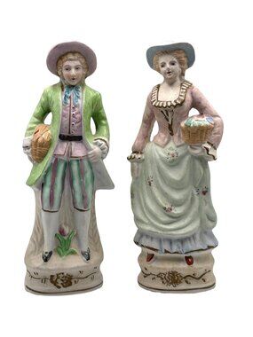Vintage Porcelain Man Woman Figurines Victorian Style Occupied Japan 1950's